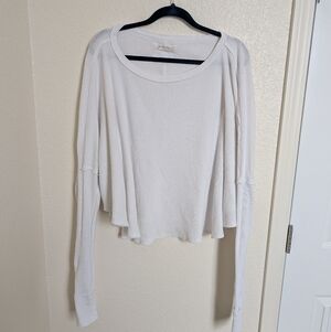 We The Free Oversized White Waffle Knit Long Sleeve Size Small Free People